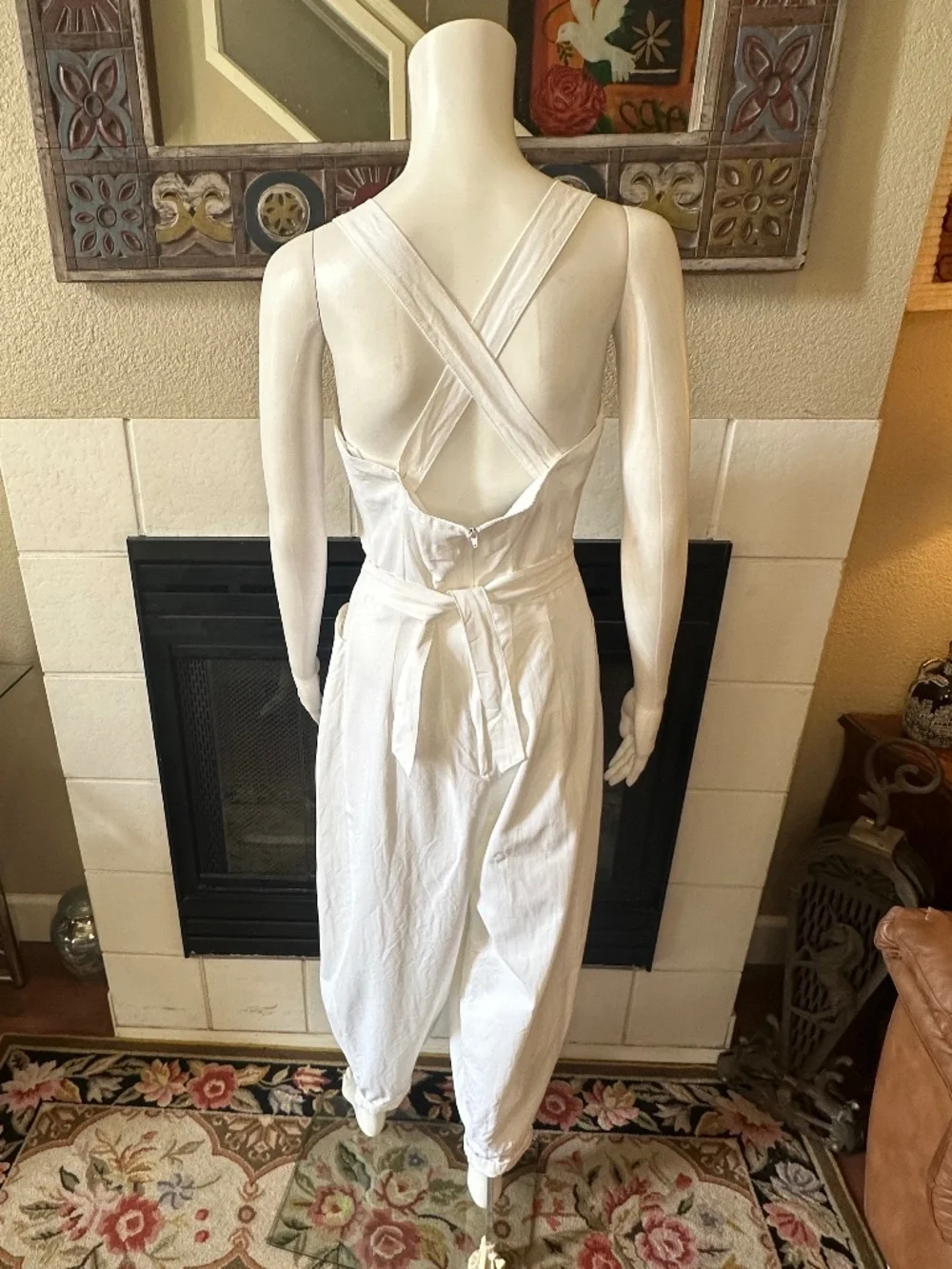 KAREN ALEXANDER Vtg WHITE JUMPSUIT parachute pant ROMPER pockets 10 style W4169 - Picture 4 of 15
